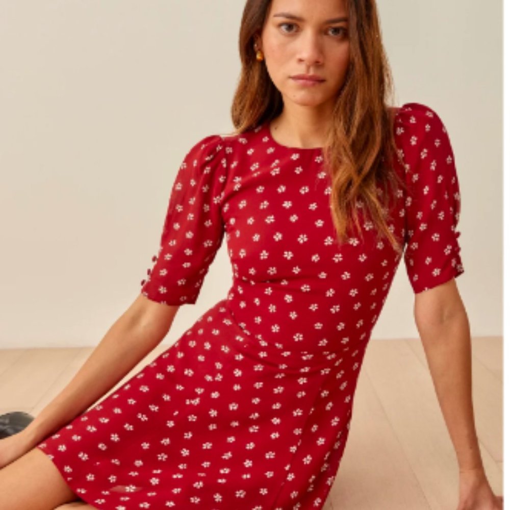 Reformation Bard Floral-Print Crepe Mini Dress